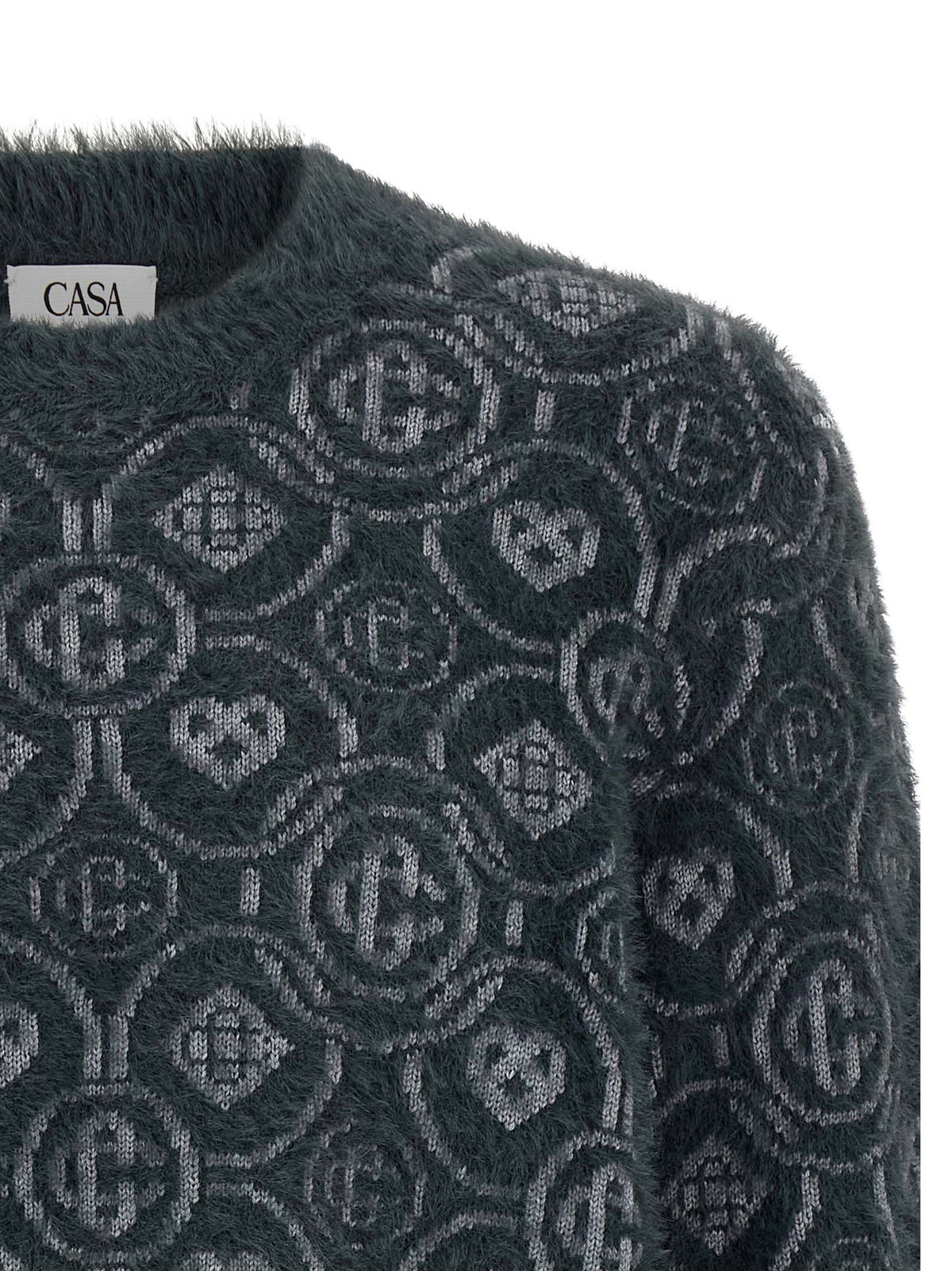 Casablanca Fluffy Monogram Sweater Grey, view 3