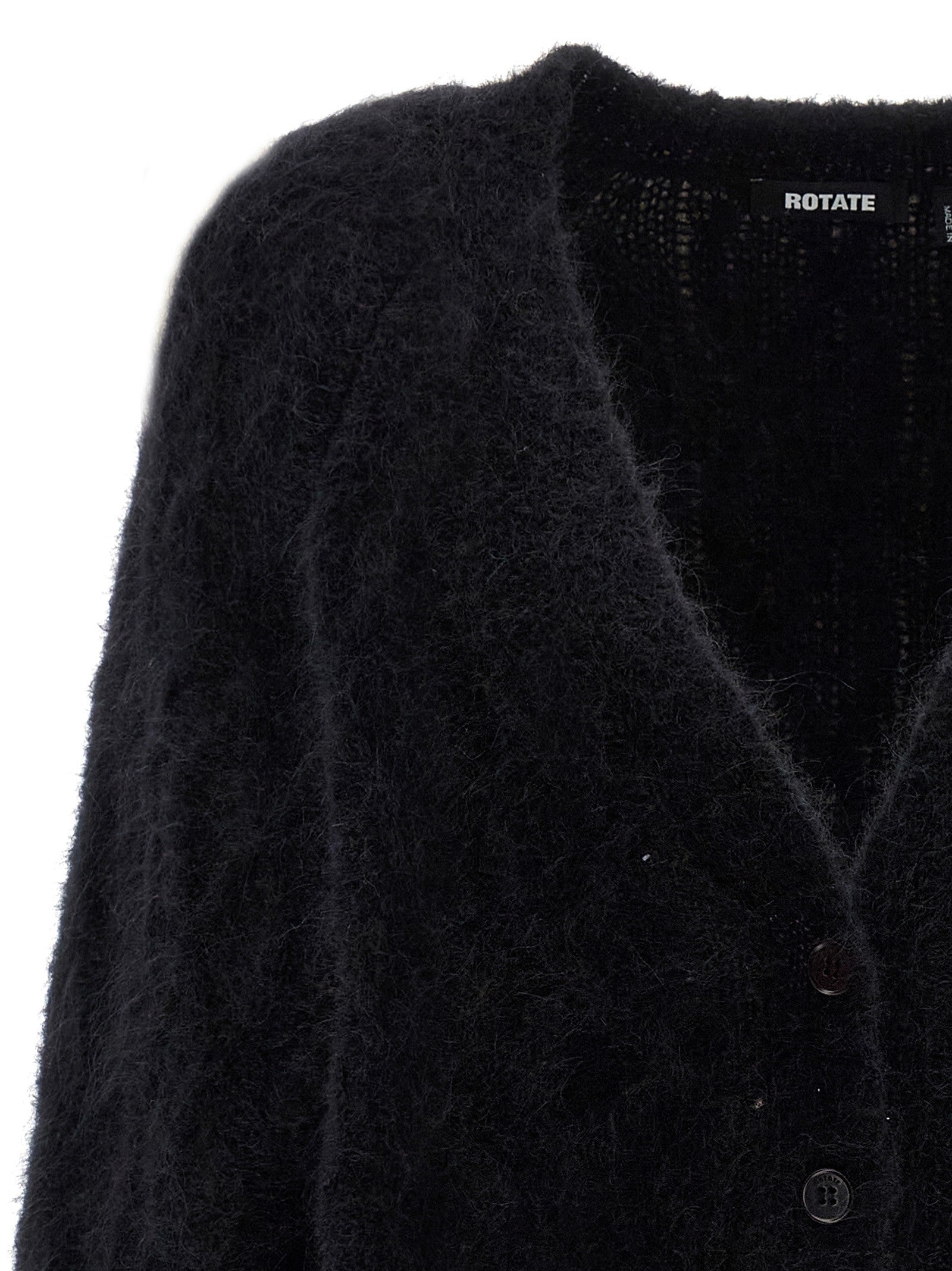 ROTATE Birger Christensen Flufy Knit Cardigan Black