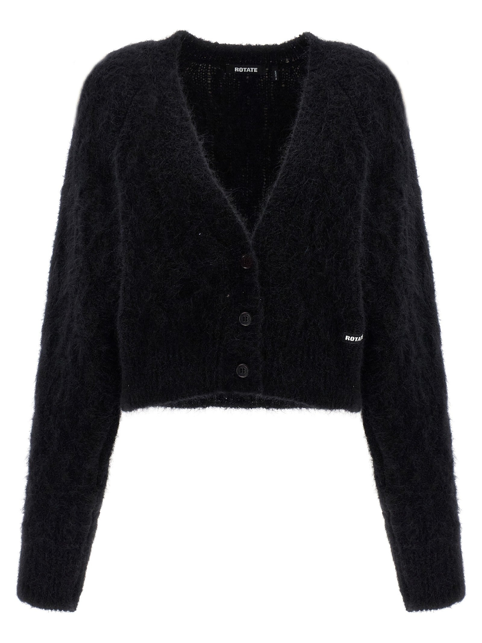 ROTATE Birger Christensen Flufy Knit Cardigan Black