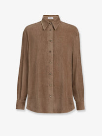 Brunello Cucinelli Women's Fluid Corduroy Shirt Brown