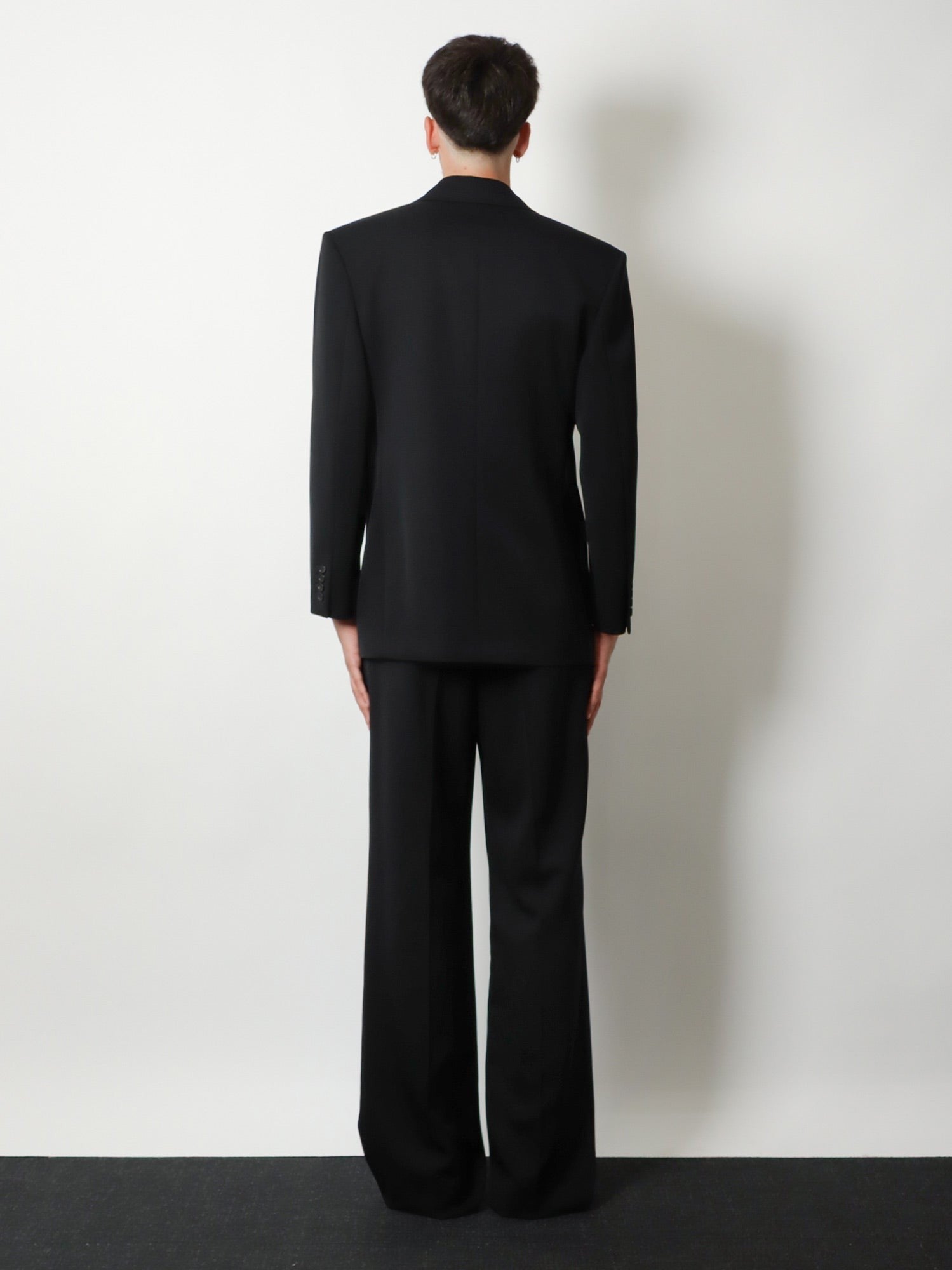 Saint Laurent Men's Fluid Tailored Certified Wool Trousers Black
