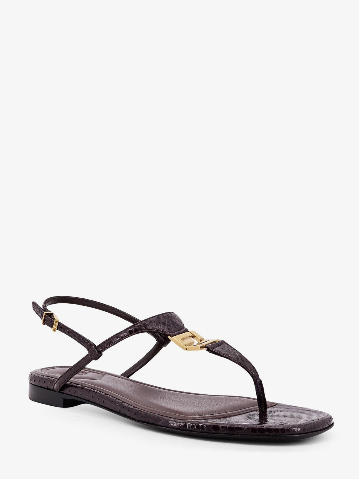 Fendi Women's Fold Leather Sandals Black, view 2
