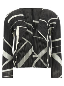 Pleats Please Issey Miyake Fold Line Cardigan White