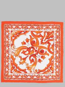 Dolce &amp; Gabbana Women's Foulard in Twill DI Seta Stampa Maiolica Orange