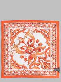 Dolce &amp; Gabbana Women's Foulard in Twill DI Seta Stampa Maiolica Orange