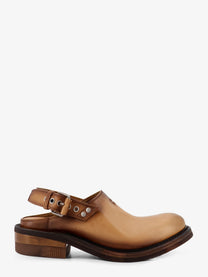 Miu Miu Women's Foule Leather Sabot Sandals Beige