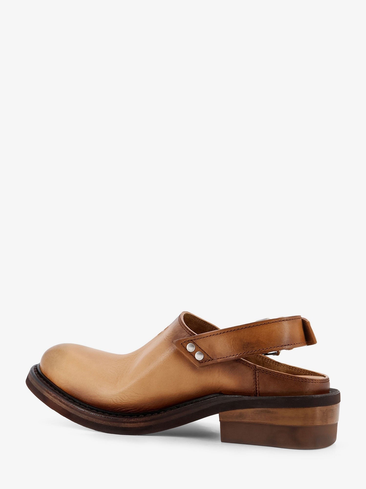 Miu Miu Women's Foule Leather Sabot Sandals Beige