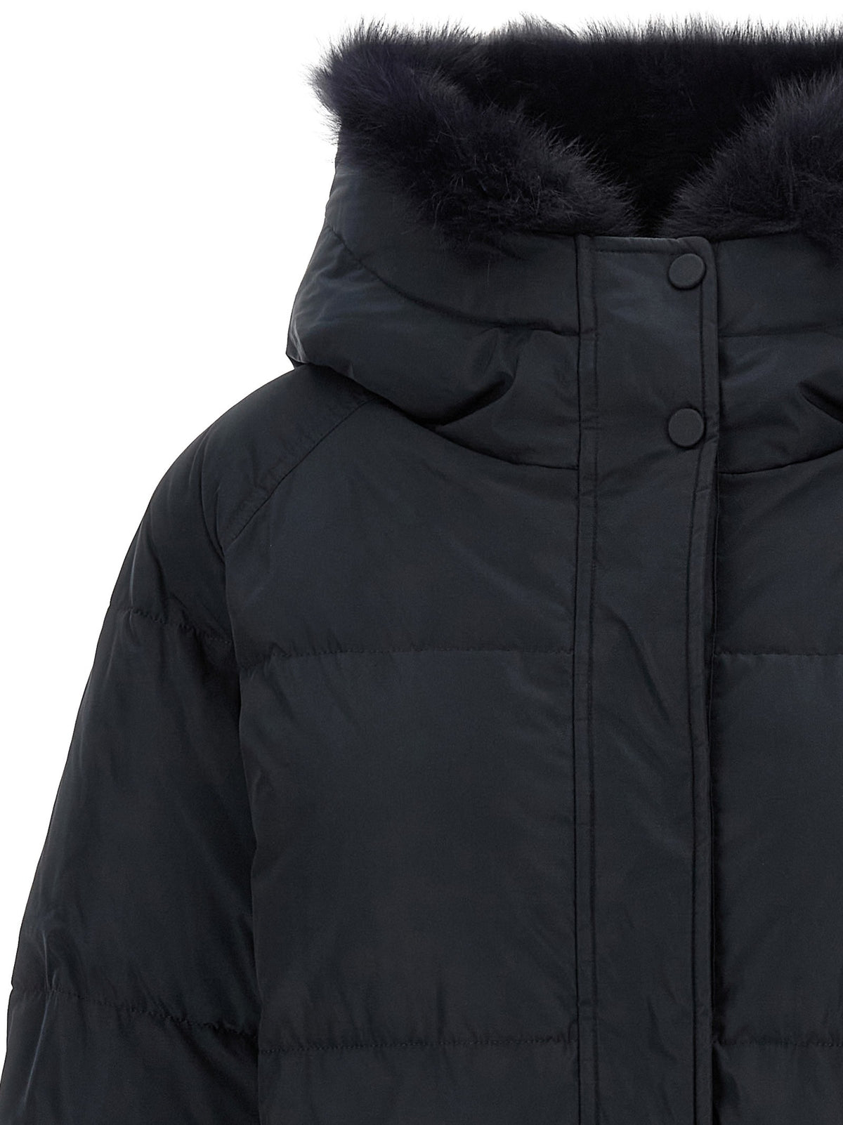 Yves Salomon Army Fox Fur Finishing Down Jacket Black, view 3