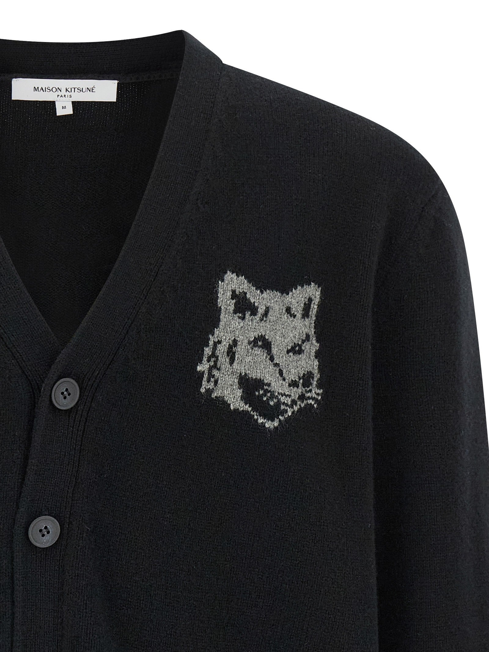 Maison Kitsuné Fox Head Cardigan Black