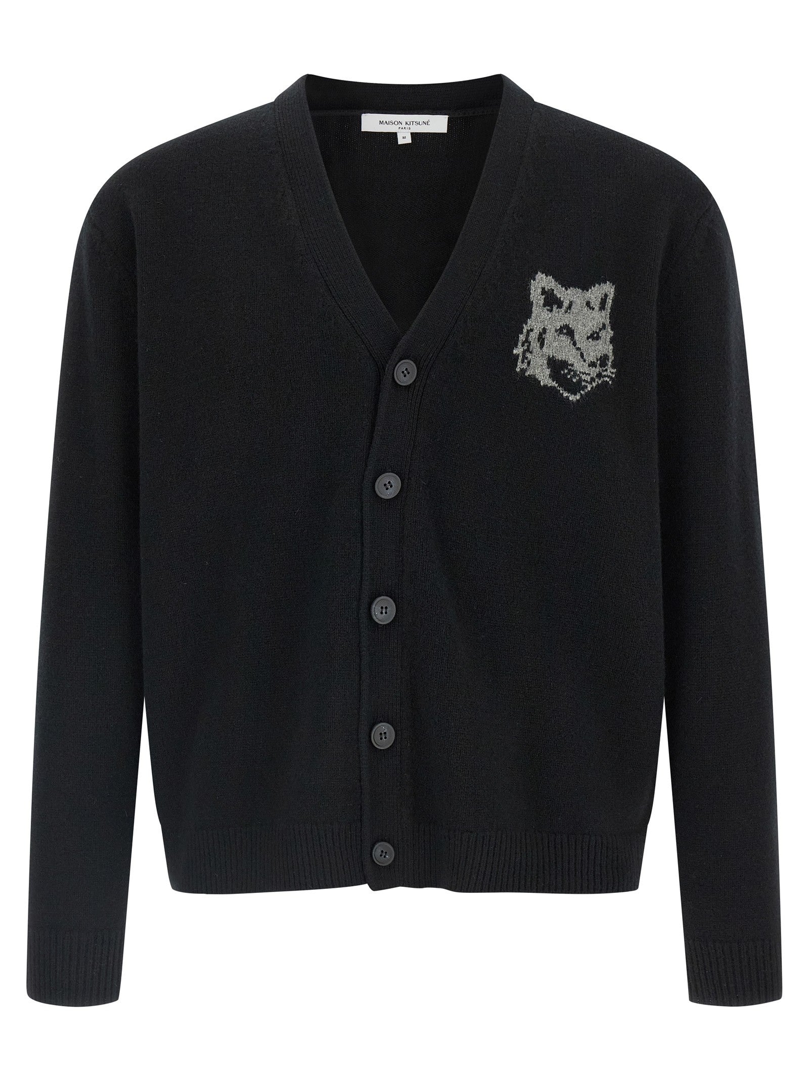 Maison Kitsuné Fox Head Cardigan Black