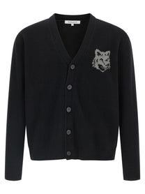 Maison Kitsuné Fox Head Cardigan Black
