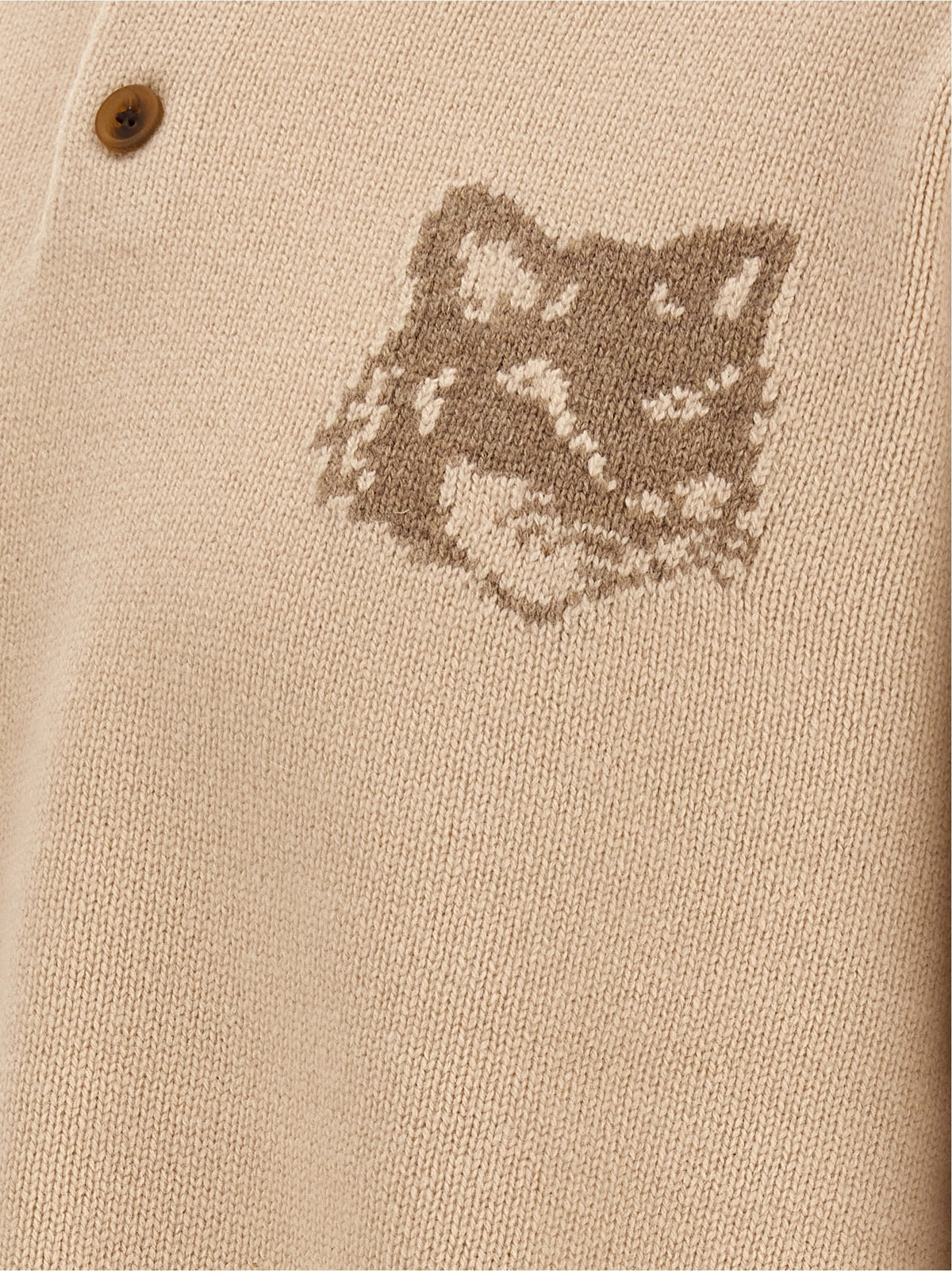 Maison Kitsuné Fox Head Intarsia Sweater Beige