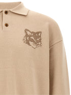 Maison Kitsuné Fox Head Intarsia Sweater Beige