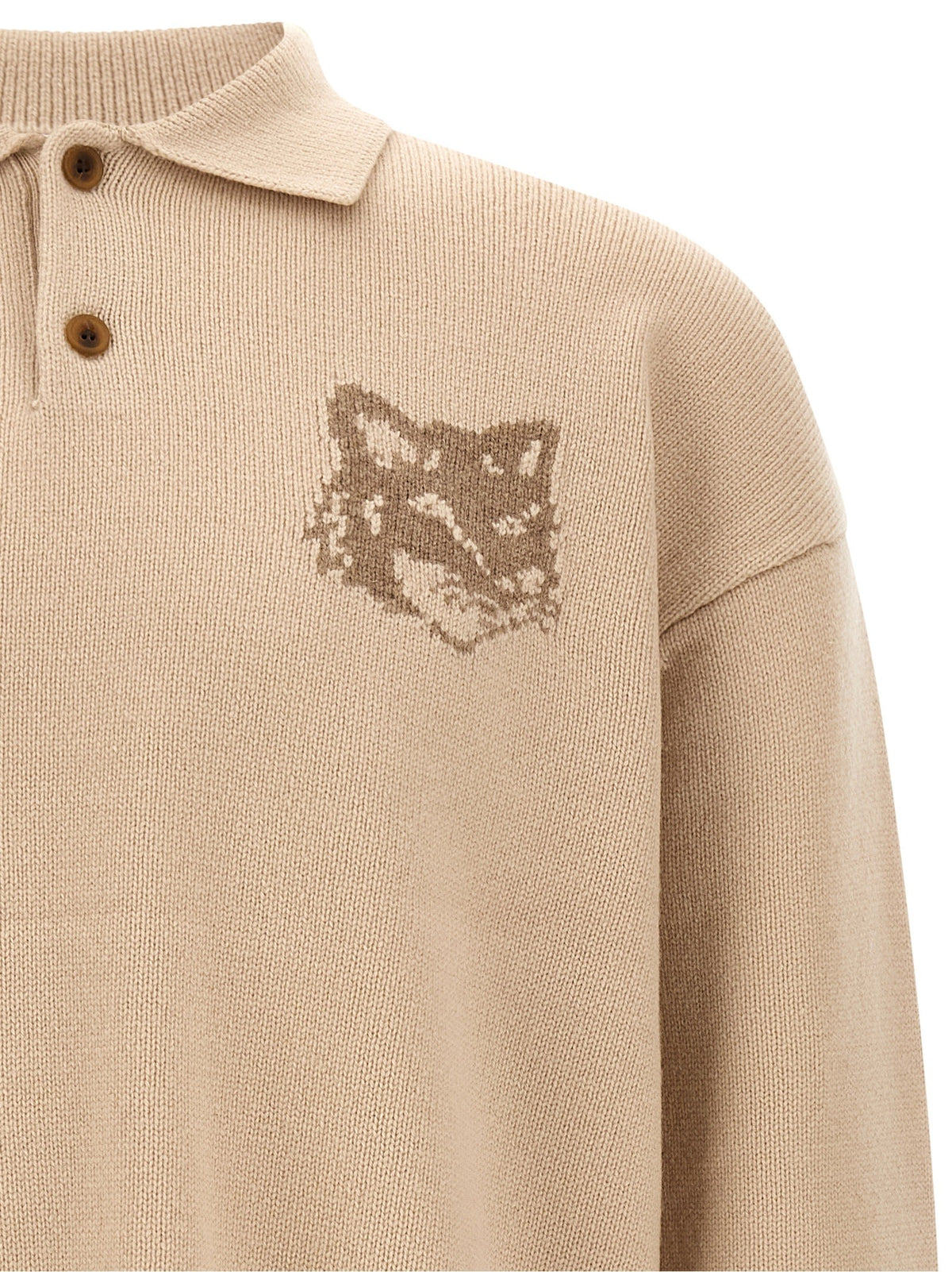 Maison Kitsuné Fox Head Intarsia Sweater Beige