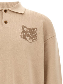 Maison Kitsuné Fox Head Intarsia Sweater Beige