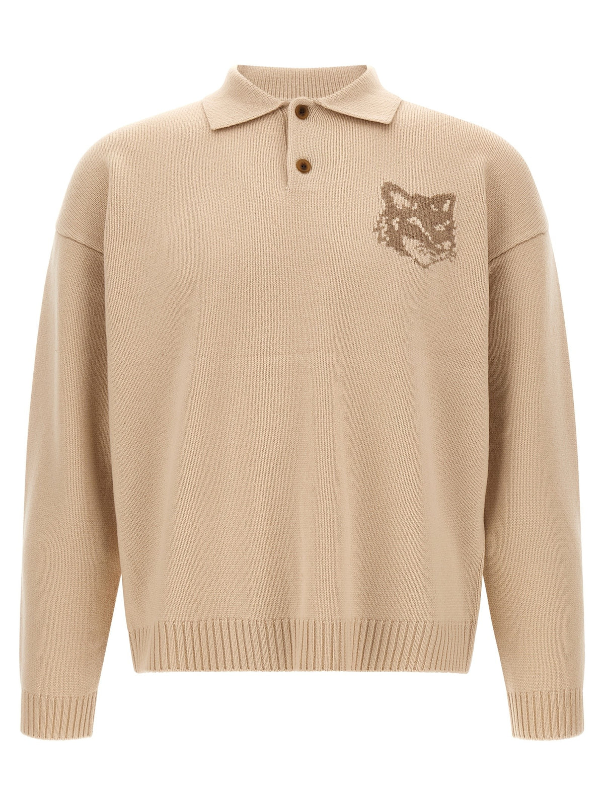 Maison Kitsuné Fox Head Intarsia Sweater Beige