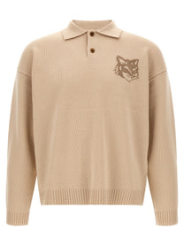 Maison Kitsuné Fox Head Intarsia Sweater Beige