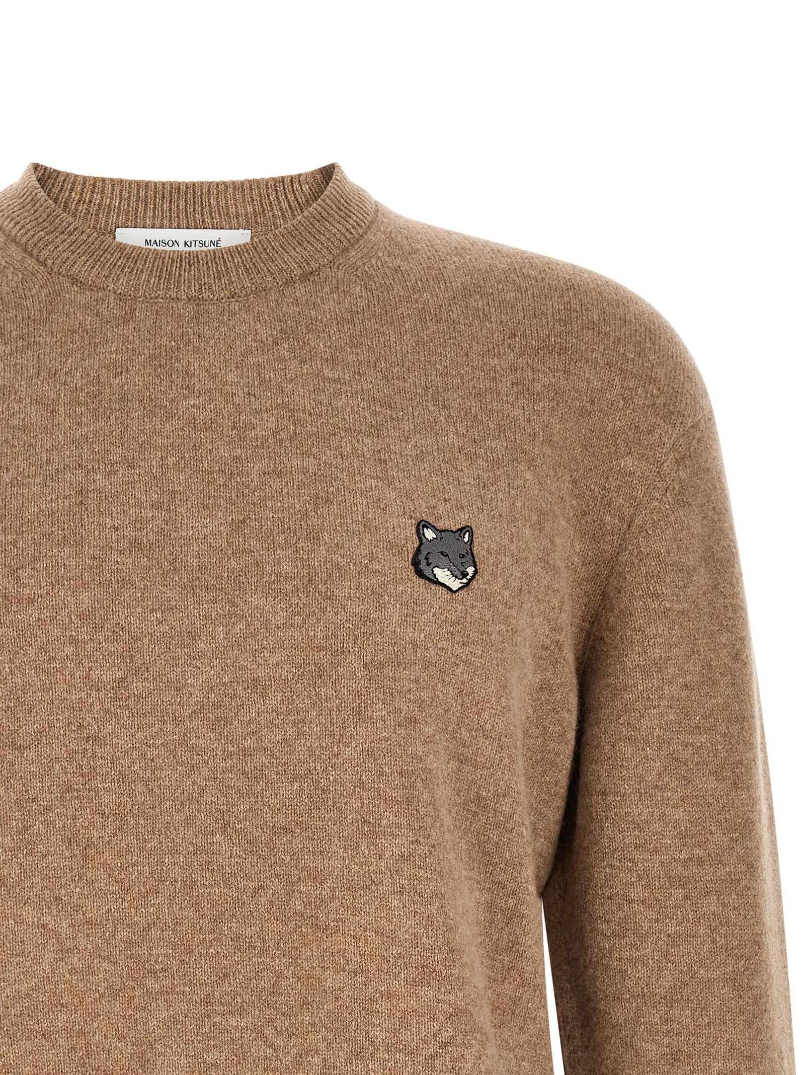 Maison Kitsuné Fox Head Sweater Beige