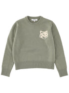 Maison Kitsuné Women's Fox Head Sweater Green