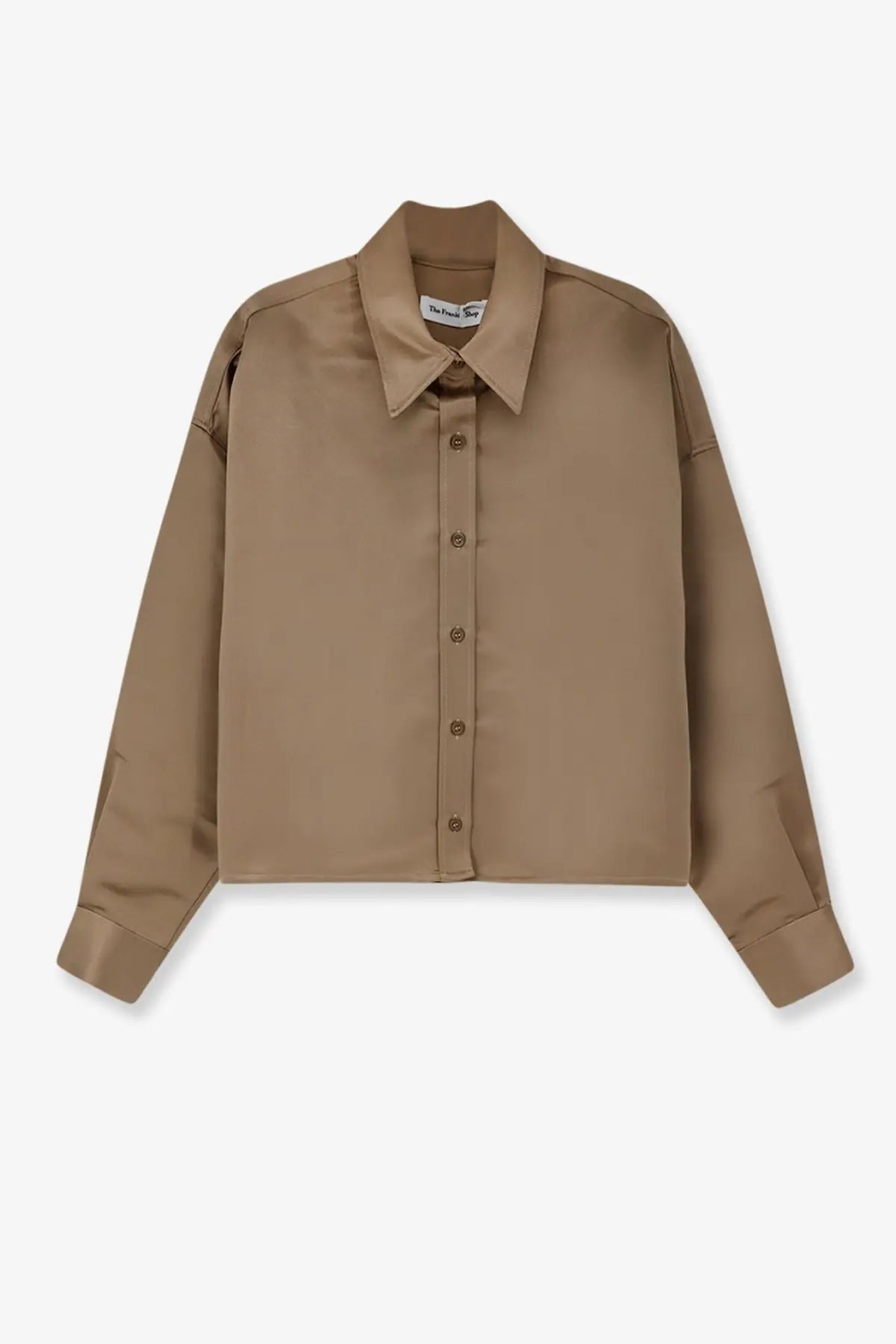 The Frankie Shop Women's Arlen Satin Boxy Shirt Beige
