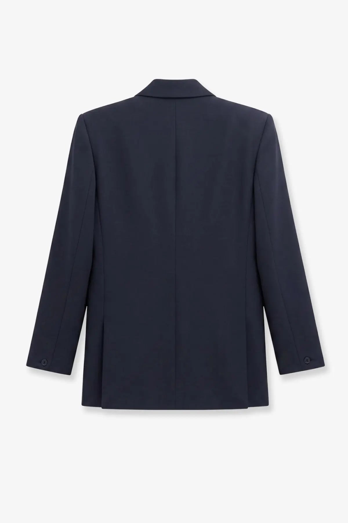 The Frankie Shop women’s Monterey structured navy blue wool blend blazer with subtle seam detailing and a tailored silhouette
