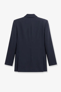 The Frankie Shop women’s Monterey structured navy blue wool blend blazer with subtle seam detailing and a tailored silhouette