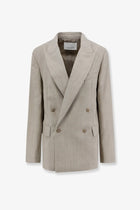 The Frankie Shop Women's Newark Double Breasted Mélange Virgin Wool Blazer Beige