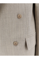 The Frankie Shop Women's Newark Double Breasted Mélange Virgin Wool Blazer Beige, view 3
