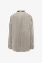The Frankie Shop Women's Newark Double Breasted Mélange Virgin Wool Blazer Beige, view 2