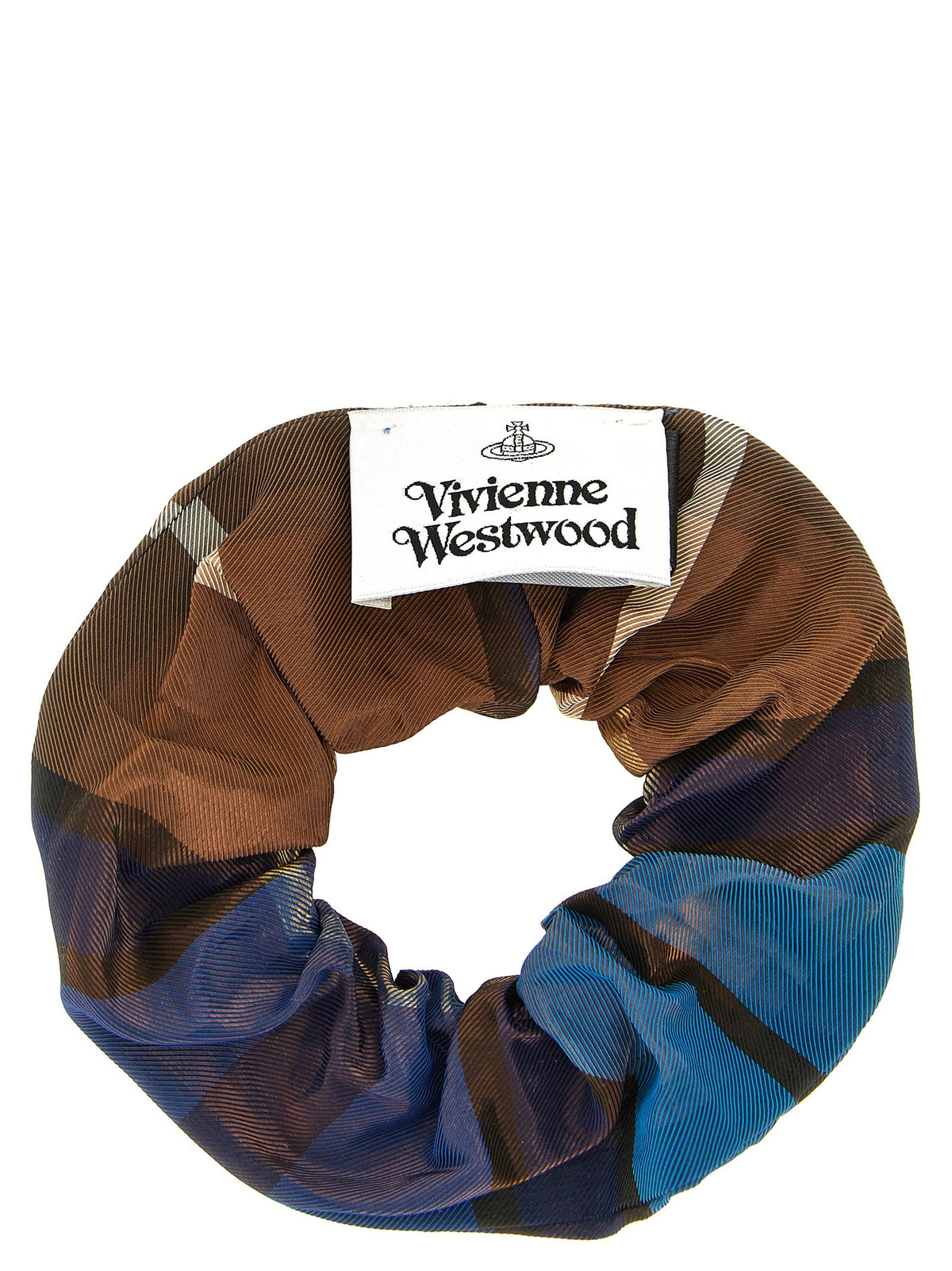 Vivienne Westwood Fraser Small Tartan Hair Elastic Gold, view 2