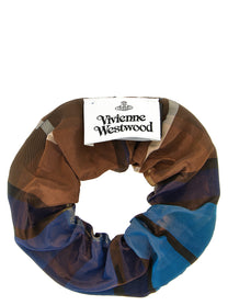 Vivienne Westwood Fraser Small Tartan Hair Elastic Gold, view 2