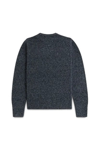 Fred Perry men’s jersey blue dark gray heathered knit sweater with classic crew neck and long sleeves