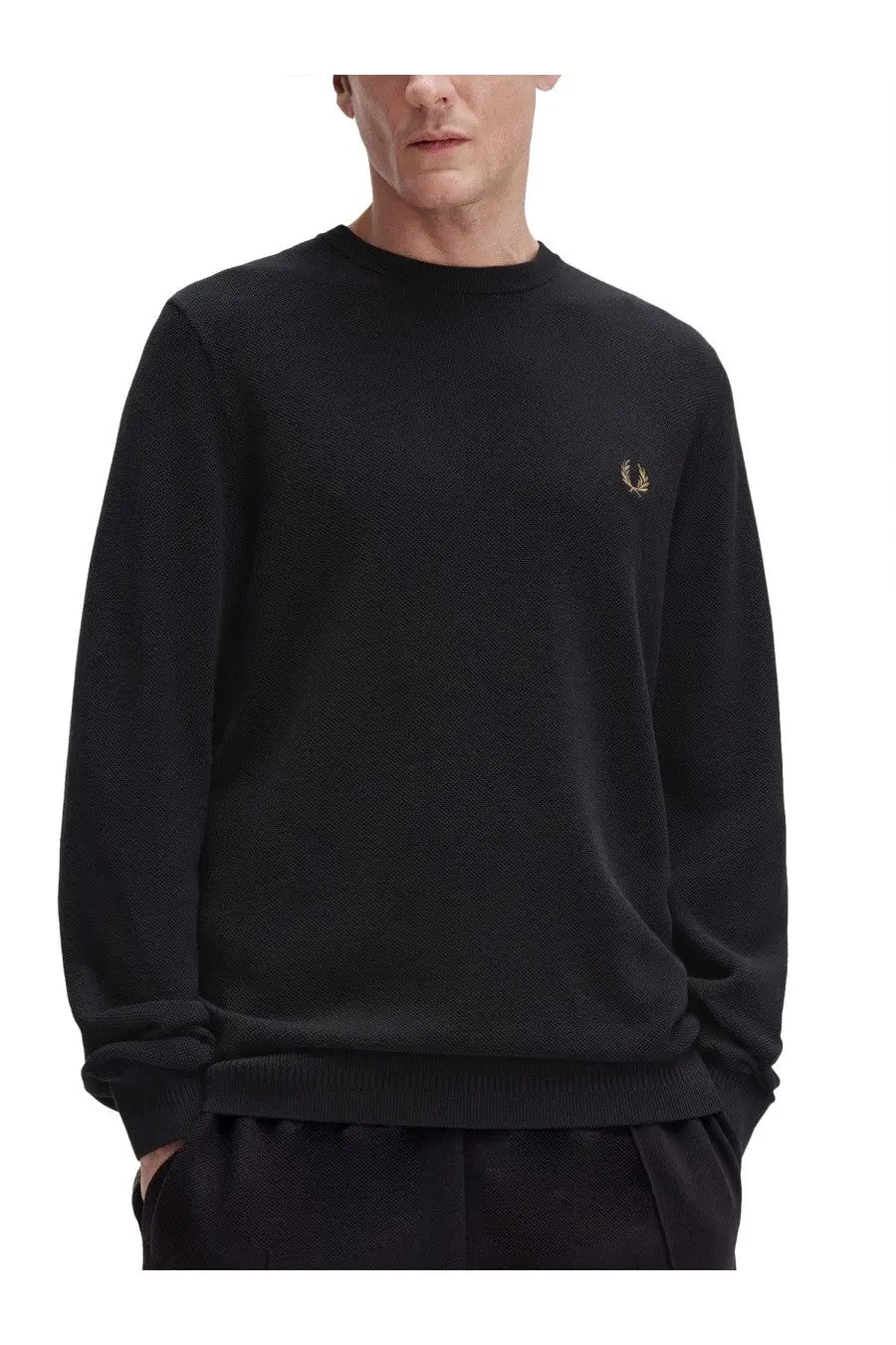 Fred Perry Men's Pique Sweater Black, view 2