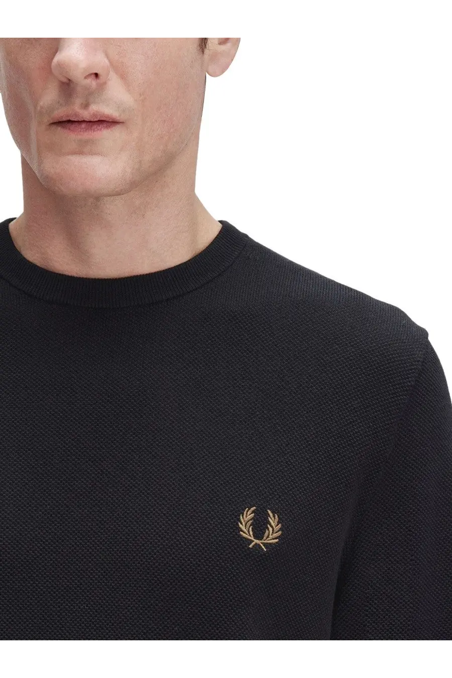 Fred Perry Men's Pique Sweater Black, view 3