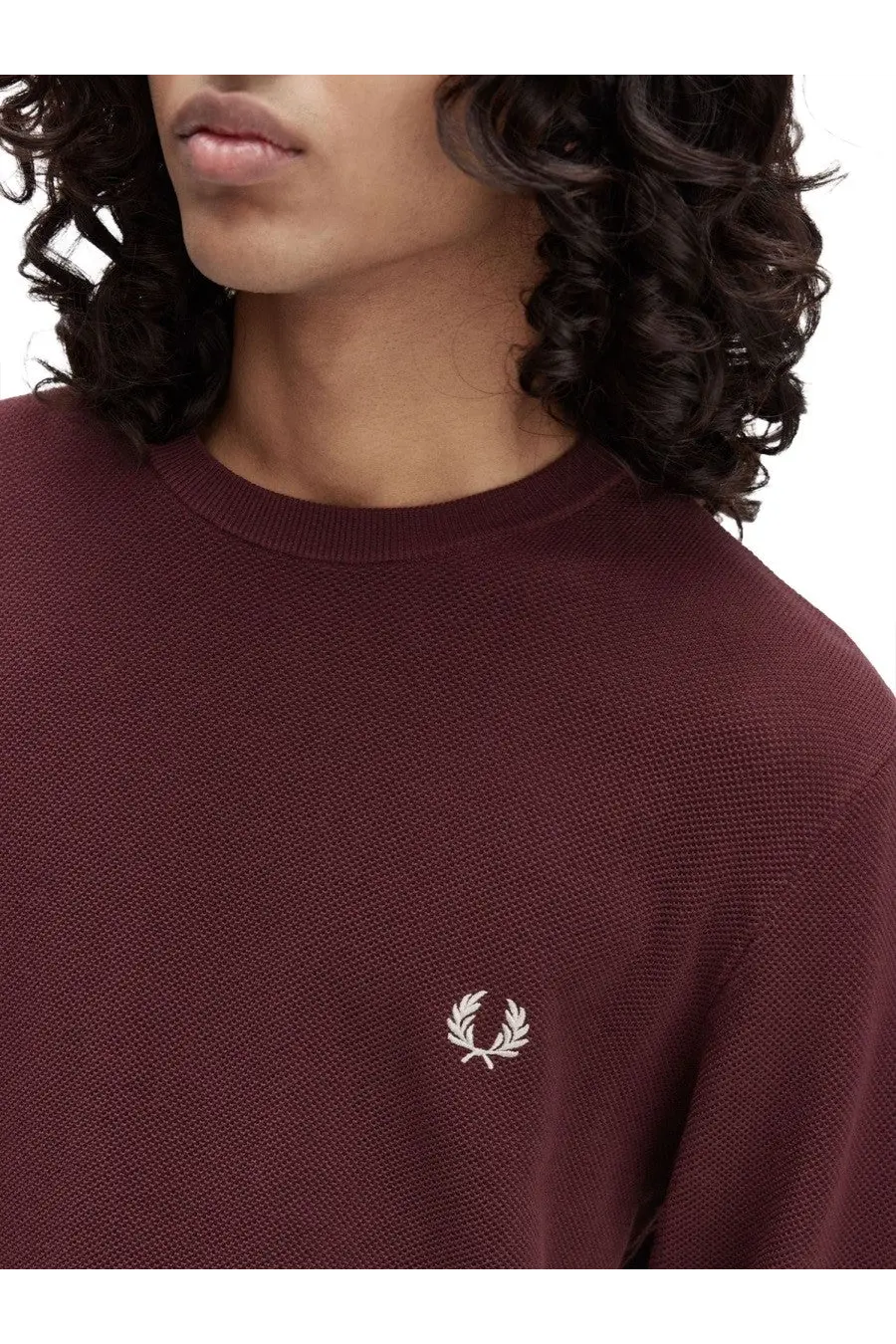 Fred Perry Men's Pique Sweater Red, view 3