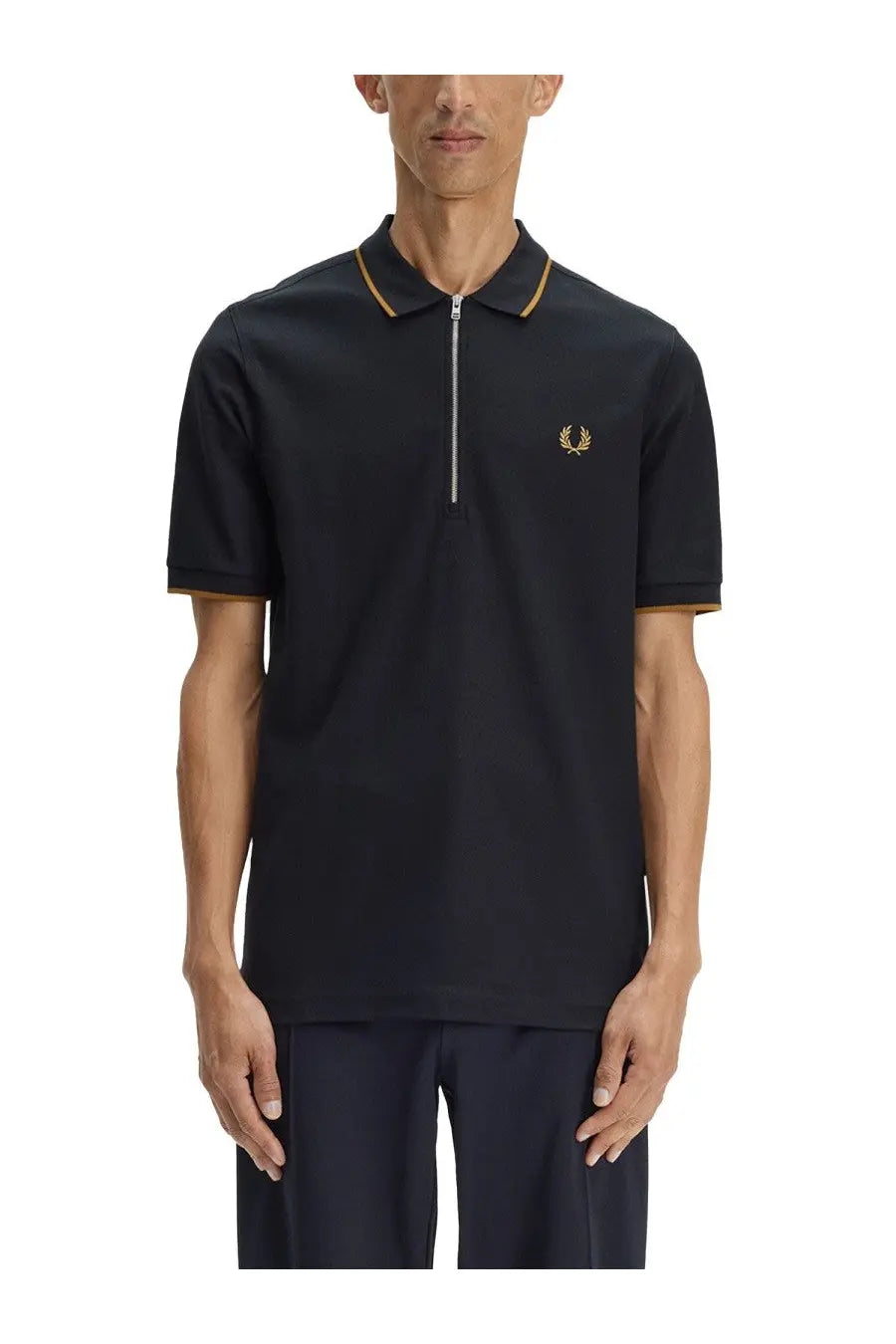 Fred Perry Men's Zip Polo Black, view 3