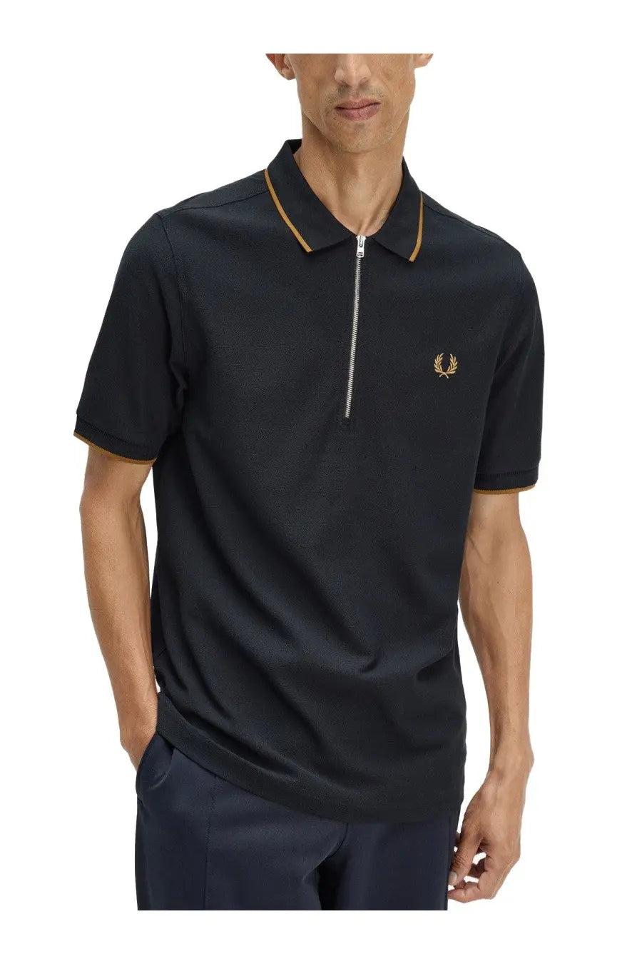 Fred Perry Men's Zip Polo Black, view 4