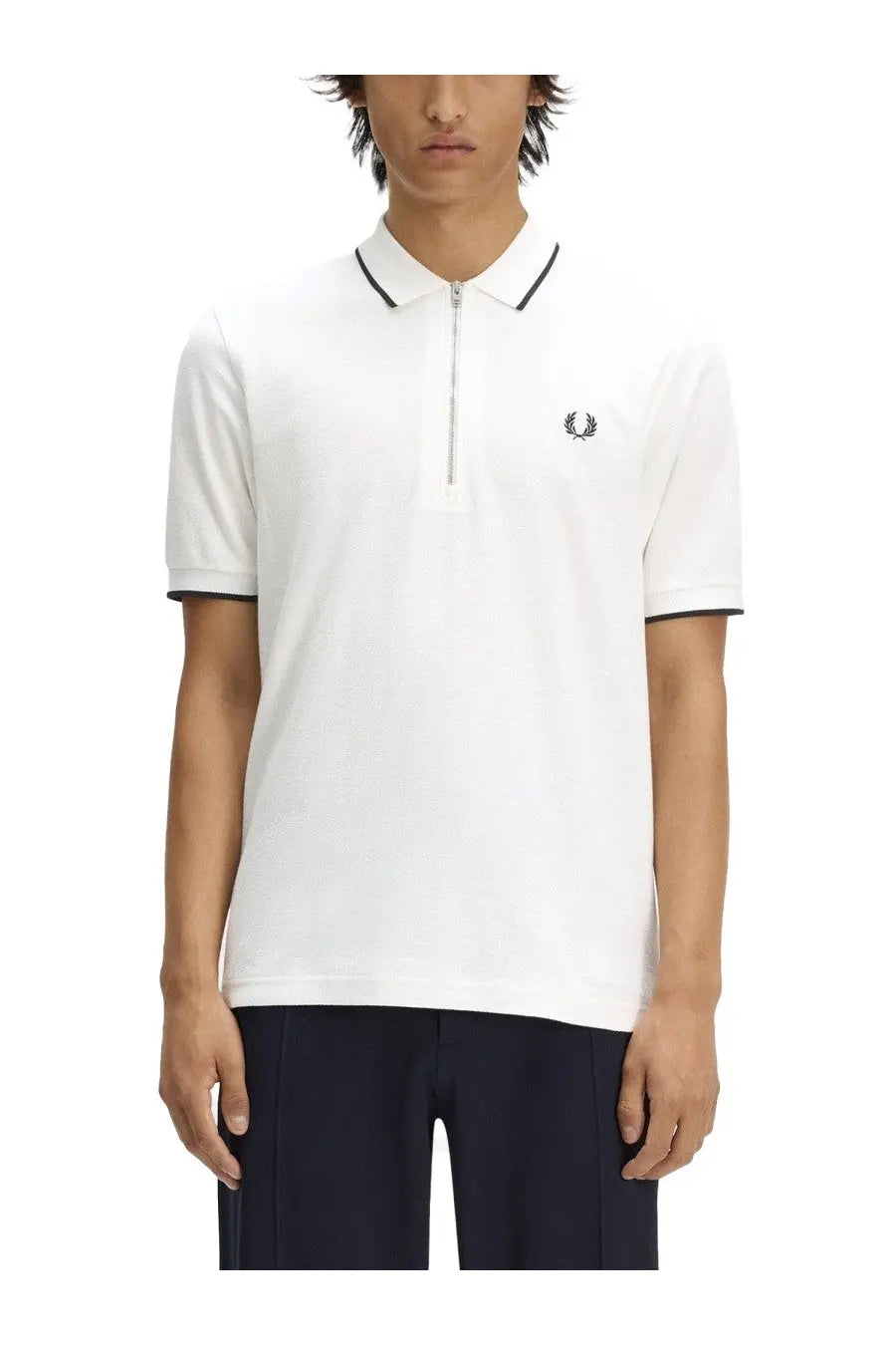 Fred Perry Men's Zip Polo White, view 3