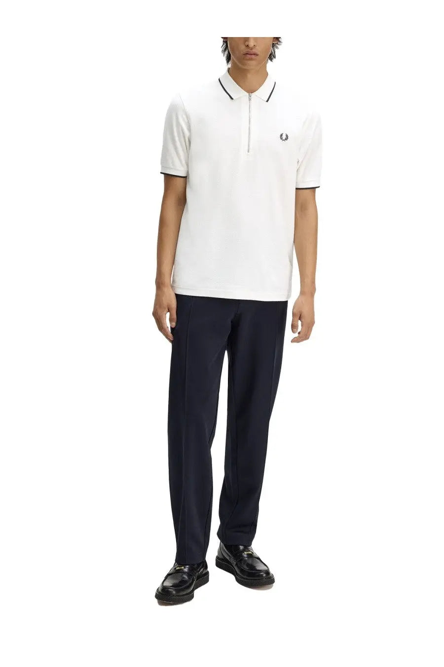 Fred Perry Men's Zip Polo White, view 2