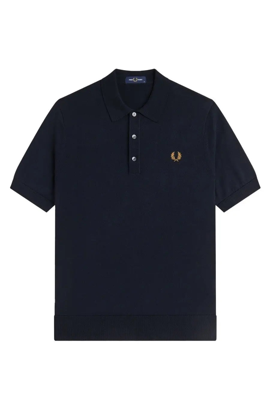 Black fred perry men’s cotton polo shirt with gold laurel wreath logo and white buttons in maglia di cotone blue