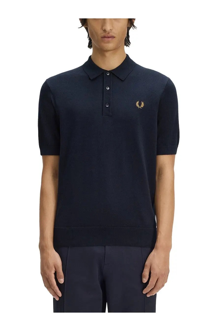 Fred Perry Men's Knit Cotton Polo Blue, view 3
