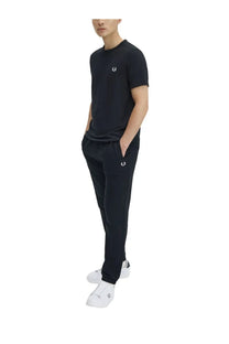 Fred Perry men’s black t-shirt with white embroidered logo on chest perfect for casual wear