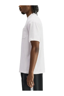 Fred Perry men’s white short-sleeved cotton shirt with chest pocket ideal for casual wear