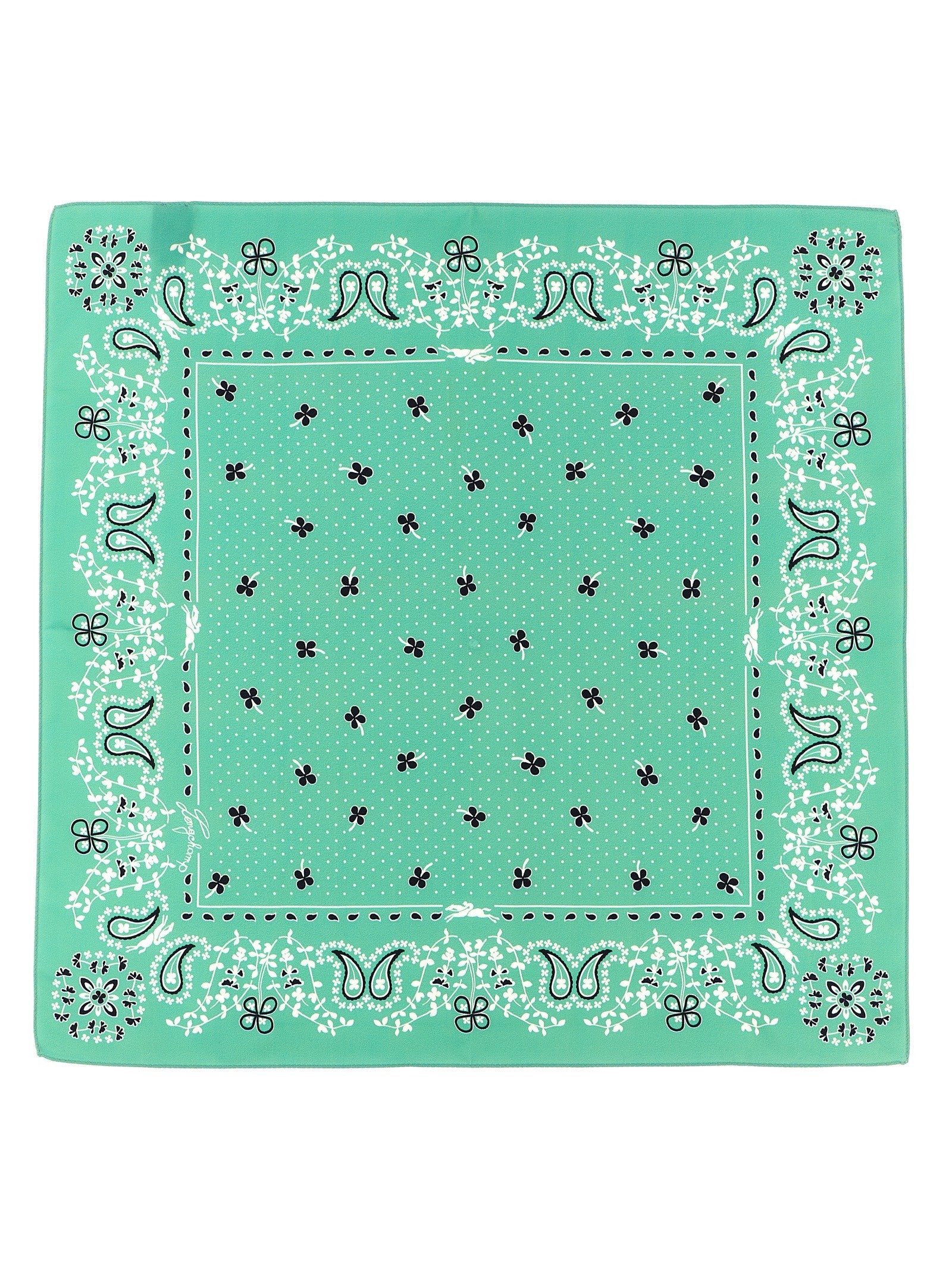 Longchamp French Bandana Print Scarf Green