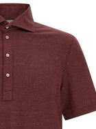 Brunello Cucinelli French Collar Polo Shirt Red, view 3
