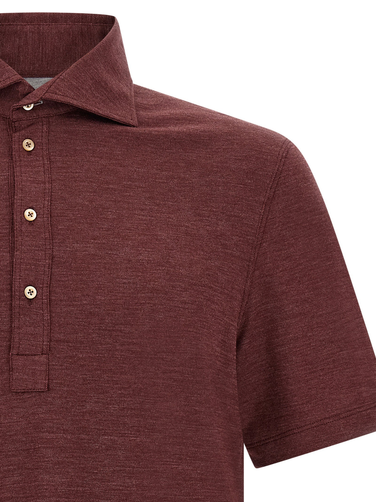 Brunello Cucinelli French Collar Polo Shirt Red, view 3