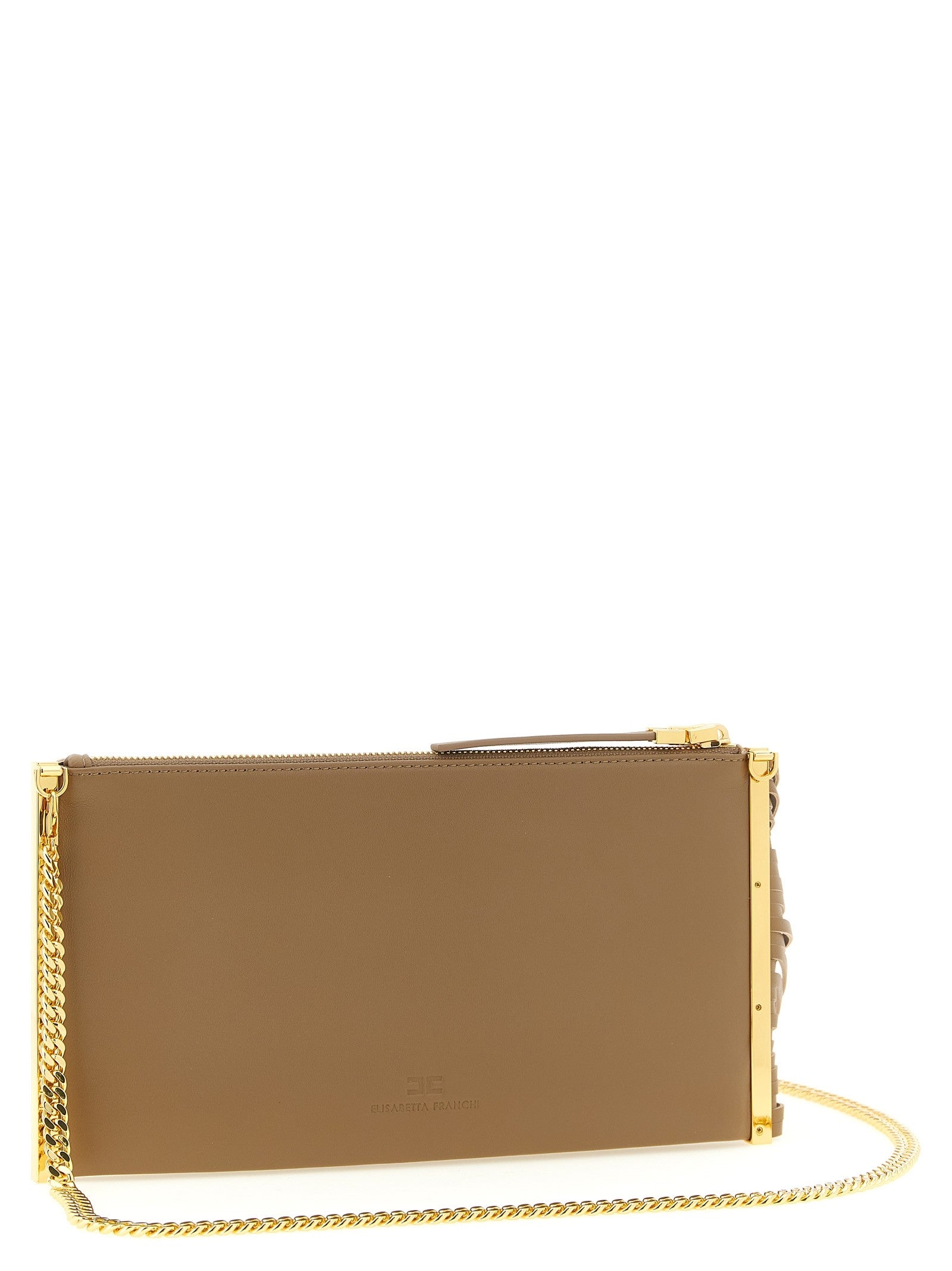 Elisabetta Franchi Fringed Clutch Beige