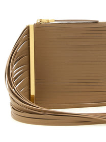 Elisabetta Franchi Fringed Clutch Beige