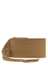 Elisabetta Franchi Fringed Clutch Beige