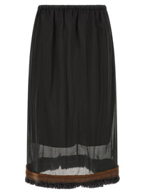 Tela Fringed Detail Ophelia Skirt Black